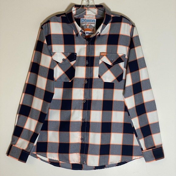 Dixxon Flannel Shirt Womens Large Lemans Navy Orange Logo Limited Edition 10 Yr